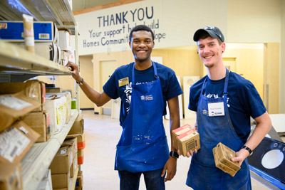 students stocking donations