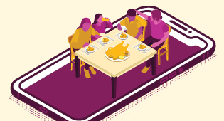Smart phones at dinner