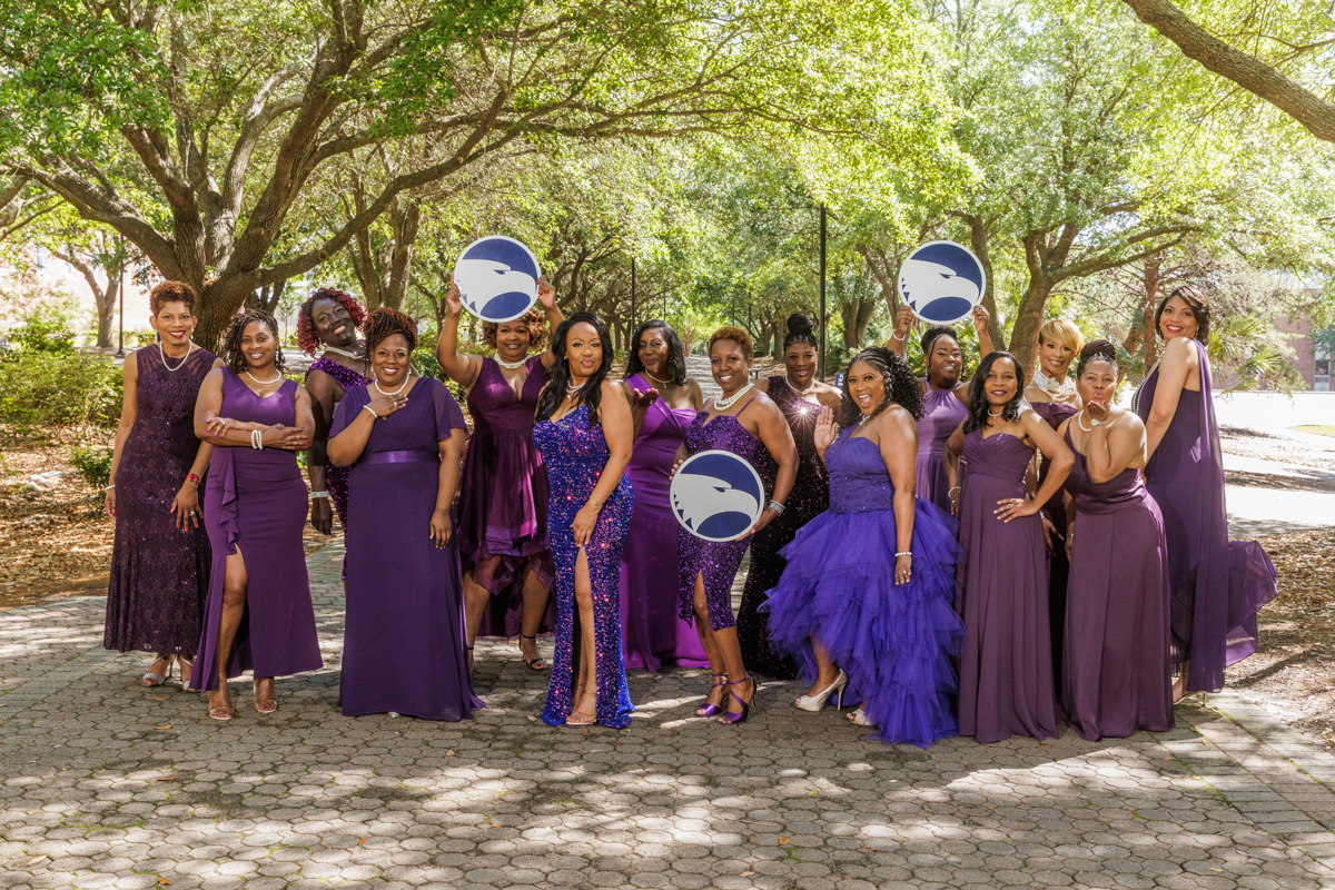 Members of Xi Eta Chapter’s spring 1993 line of Delta Sigma Theta Sorority, Inc.