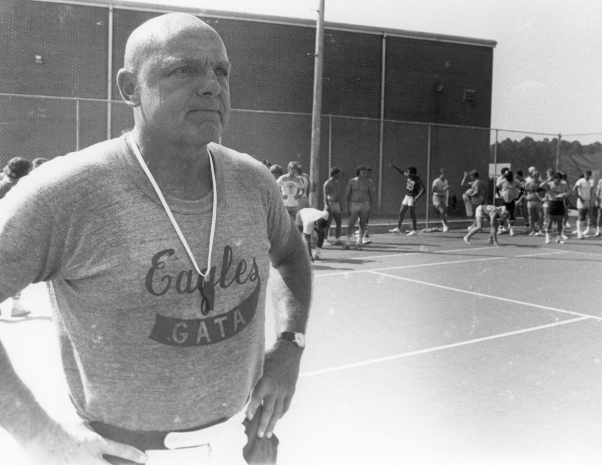 Historic photograph of Erk Russell during Georgia Southern football's early years.